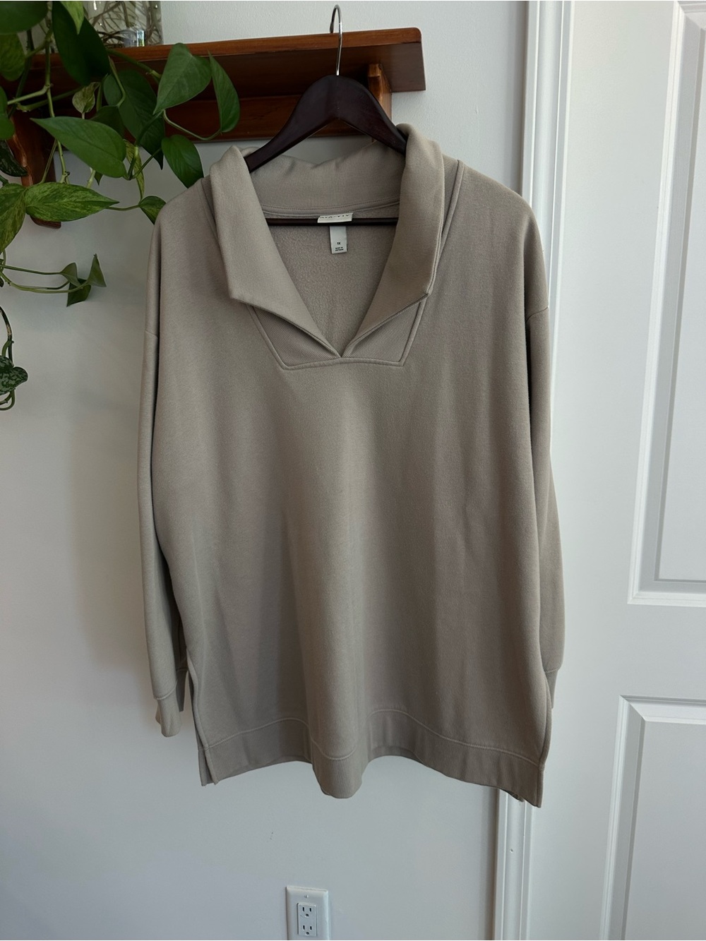 Cozy Neutral Collar Tunic - Taupe